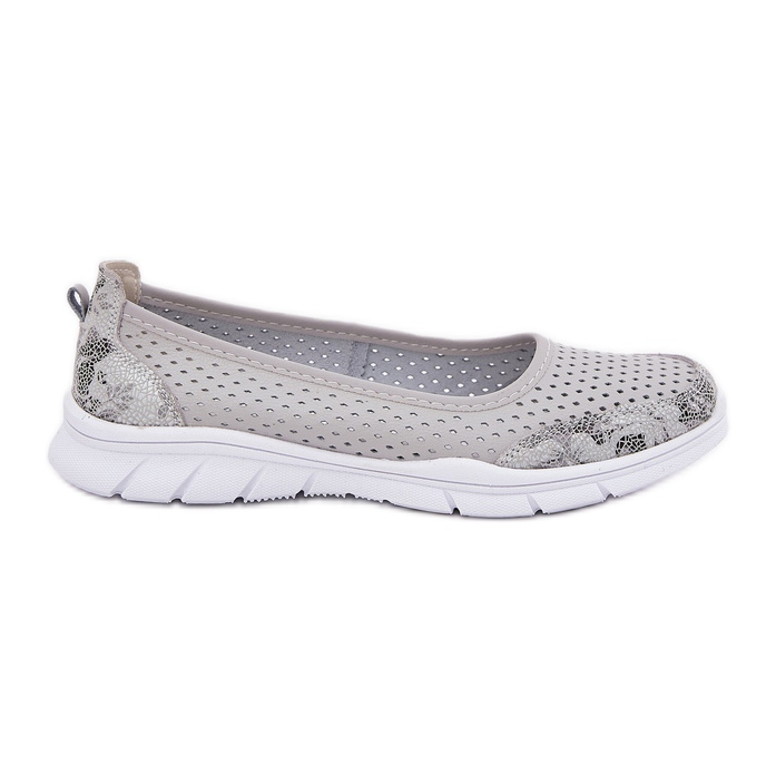 Openwork din piele Vinceza Ballerinas 95323 Grey gri