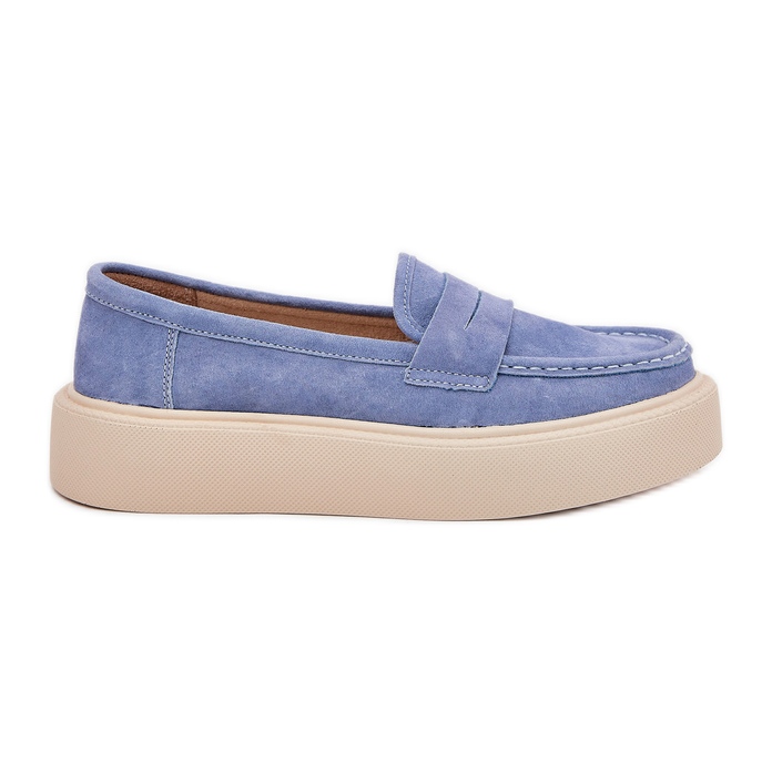 Mocasini pentru femei Suede pe platforma albastră Vinceza 79535 albastru