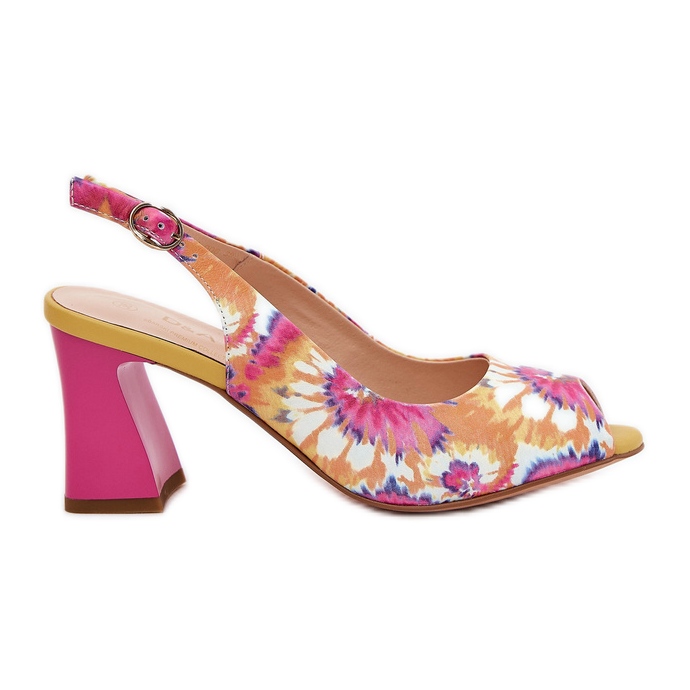 S.Barski Sandale pentru femei modelate din piele pe postarea multicolor galbenă CR51-006