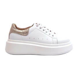 S.Barski Adidaje din piele pentru femei pe platforma albă D&amp;A LR568