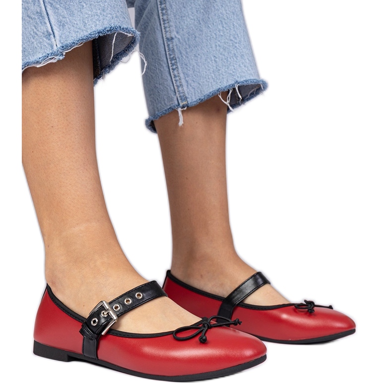 Balerinele pentru femei roșii cu arc roșu