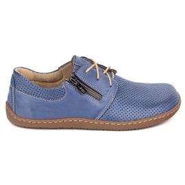 Olivier Încălțăminte din piele minimalistă pentru femei desculți 1244 albastru bleumarin perforat