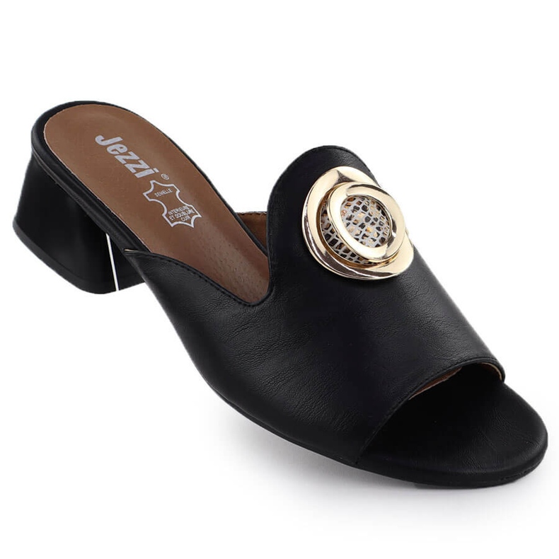 Papuci pe stâlp negru cu decorare Jezzi 214 Papuci pe stâlp negru cu decorare Jezzi 214
