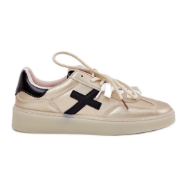 Pantofi sport pentru femei joase auriu de aur Pantofi sport pentru femei joase auriu de aur