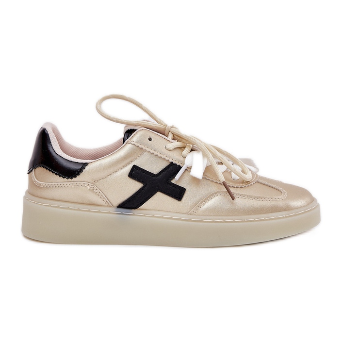 Pantofi sport pentru femei joase auriu de aur