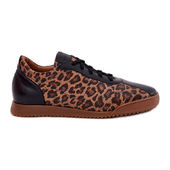 Pantofi sport din piele pentru femei în leopard Laura Messi 2935 Brown maro Pantofi sport din piele pentru femei în leopard Laura Messi 2935 Brown maro