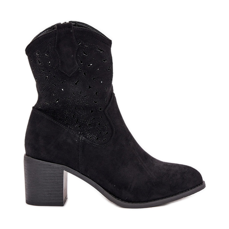 Openwork Boots Women High Heels S.Barski Hy51-125 Negru