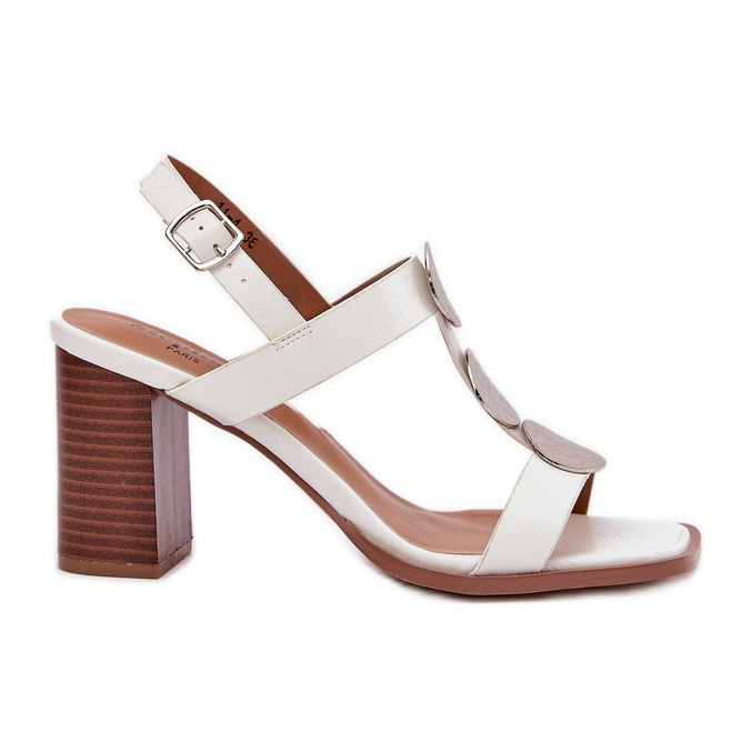 Sandale pentru femei pe postare cu o dungă decorativă albă