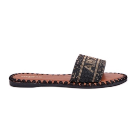 Flip -flop -uri pentru femei cu lac plat cu decorare neagră negru Flip -flop -uri pentru femei cu lac plat cu decorare neagră negru