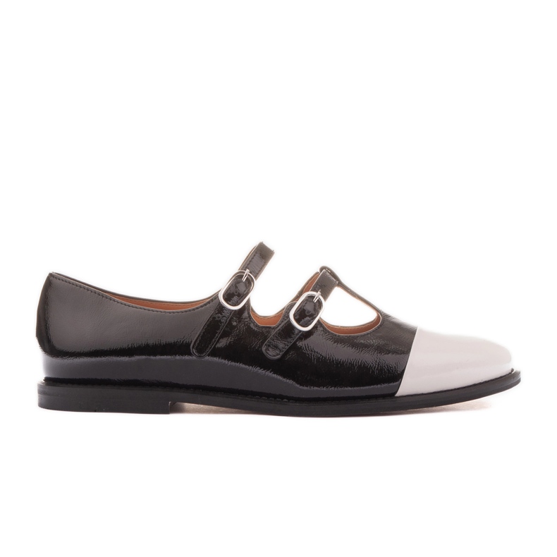 Marco Shoes Balerinele pentru femei pictate cu un deget alb negru