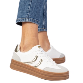Adidași albi adidași pentru femei cu un plus de aur