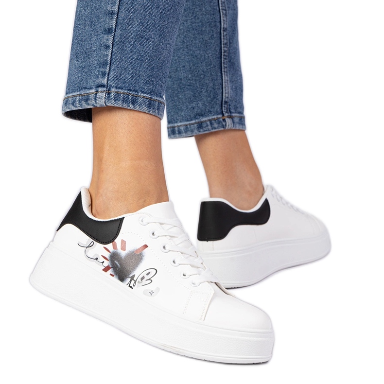 Adidași albi și albi adidași sport pentru femei cu tipărire