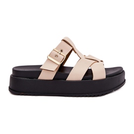Flip -flops pentru femei pe platformă cu dungi și clemă bej