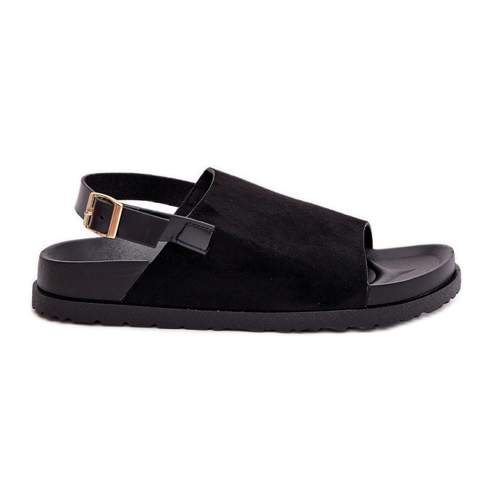 Sandale pentru femei cu Eco Suede pe platformă neagră negru