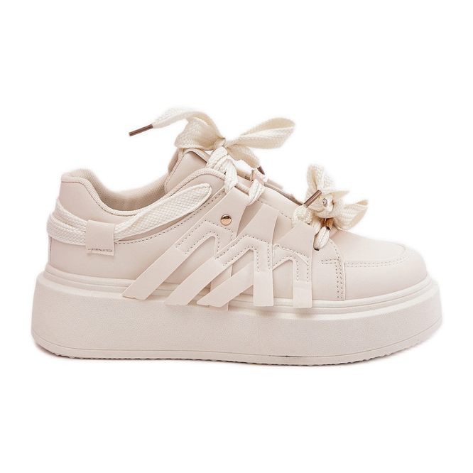 Adidași din piele ecologică pe platforma bej