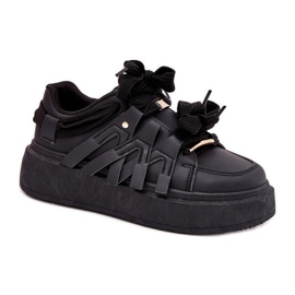 Adidași din piele ecologică pe platforma neagră negru