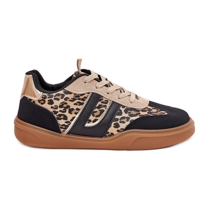Adidași pentru femei cu leopard din piele eco negru