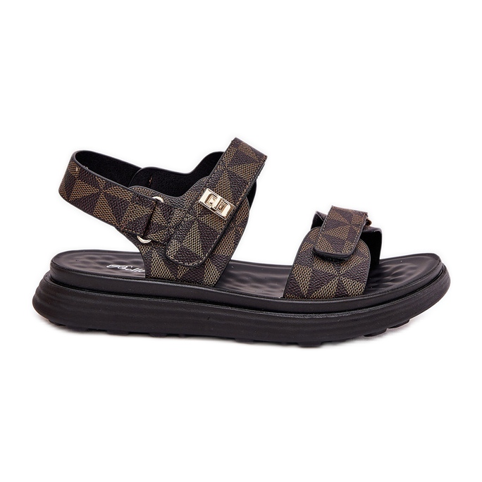 Sandale materiale pentru femei pe platformă neagră și maro Sandale materiale pentru femei pe platformă neagră și maro