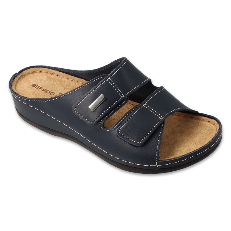 Befado pentru femei papuci de piele 158d284 Navy Blue albastru