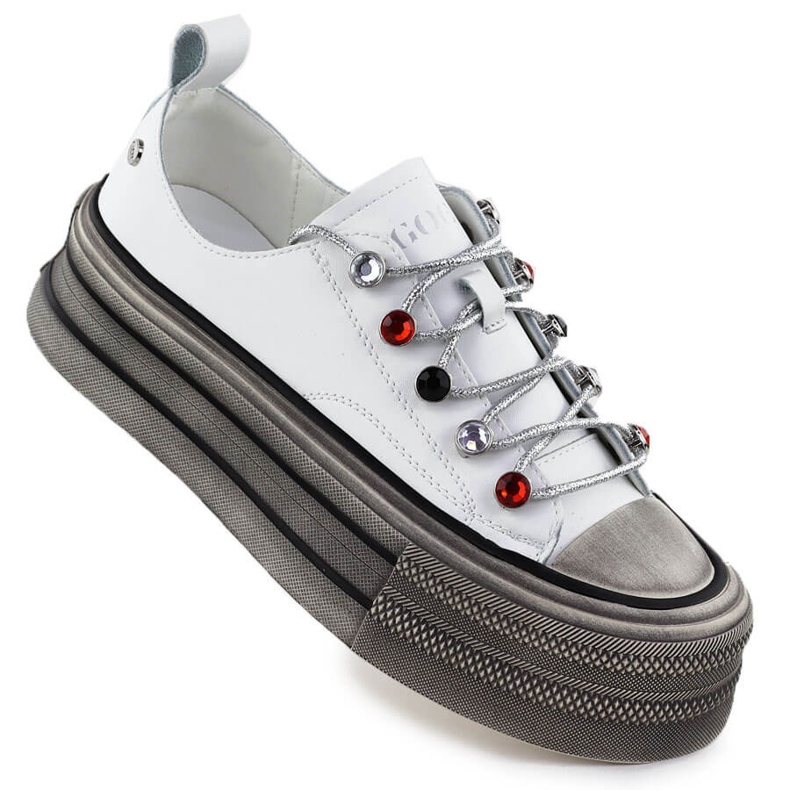 Adidași din piele pe platforma White Goe NN2N4054 alb