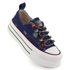 Adidași din denim pe platforma Blue Goe RR2N4103 albastru Adidași din denim pe platforma Blue Goe RR2N4103 albastru