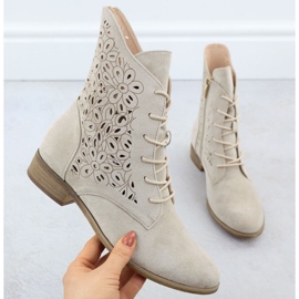 Cizme deschise pentru femei din piele de căprioară bej potocki