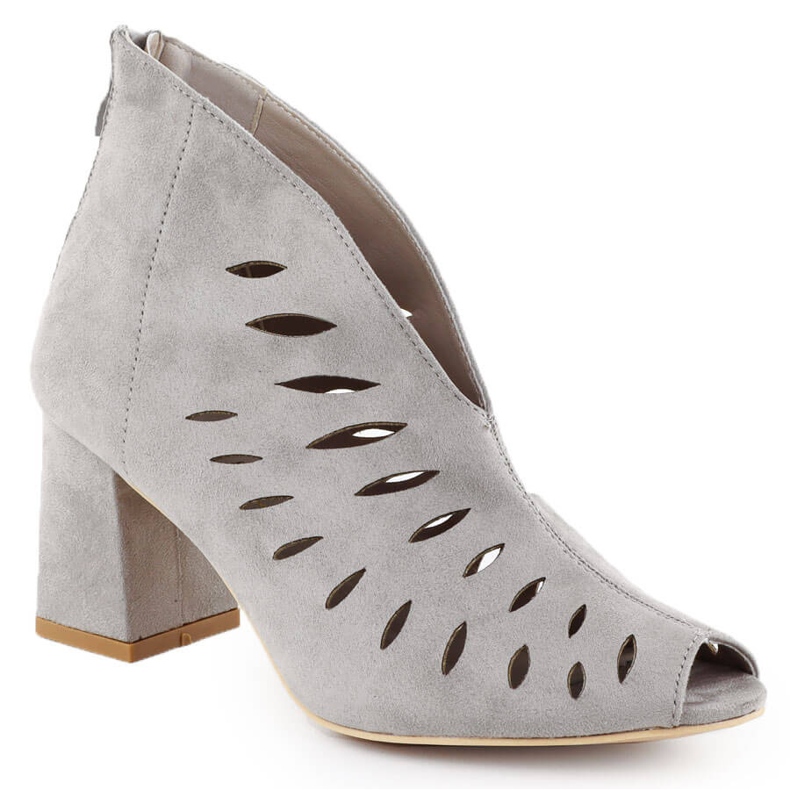 Potocki Cizme pentru femei din piele de căprioară deschisă pentru femei gri 20318 Cizme deschise pentru femei Potocki Cizme pentru femei din piele de căprioară deschisă pentru femei gri 20318 Cizme deschise pentru femei