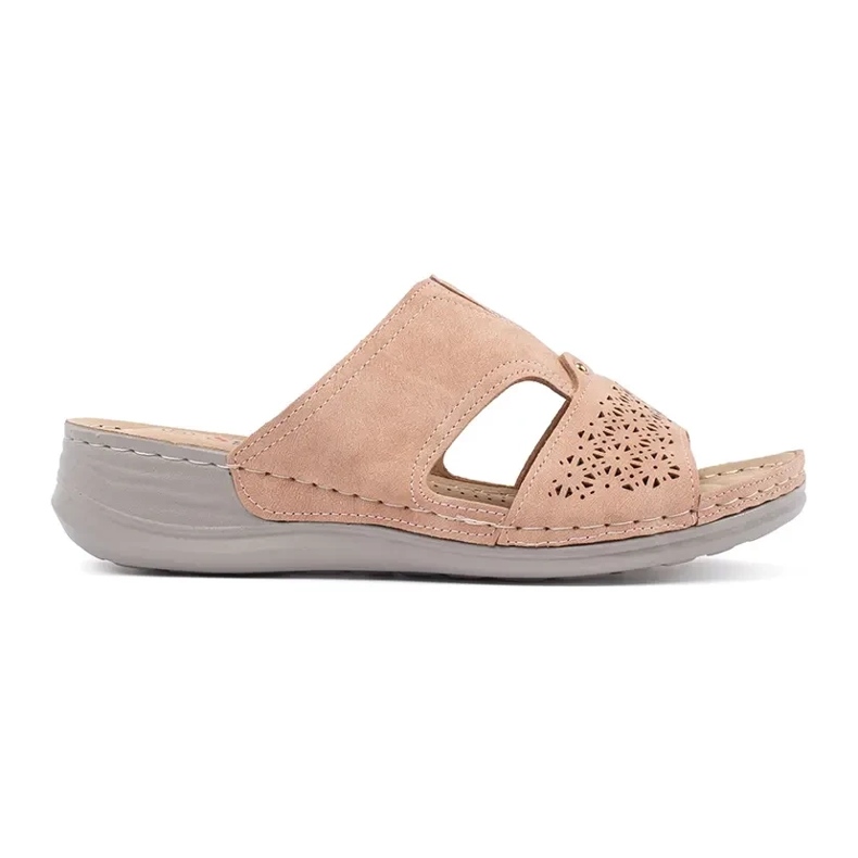 Papuci pe un roz de pulbere cu pană joasă