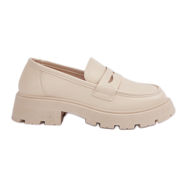 Mocasini din piele ecologică de damă, bej deschis