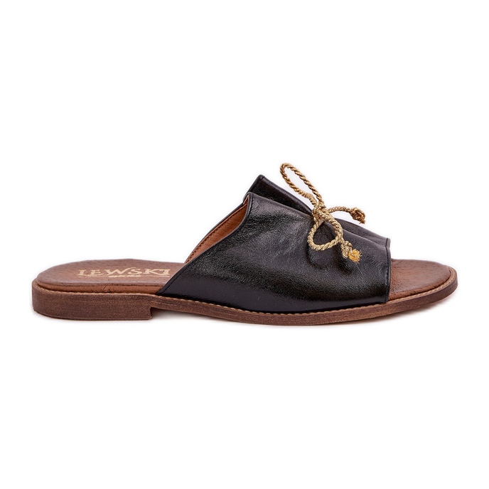 FLOP -uri elegante din piele cu un arc Lewski 3572 negru