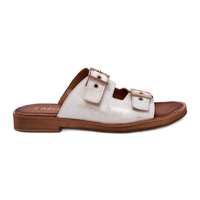 Zazoo Flip -flops din piele cu zloty zloty zloty zloty de aur