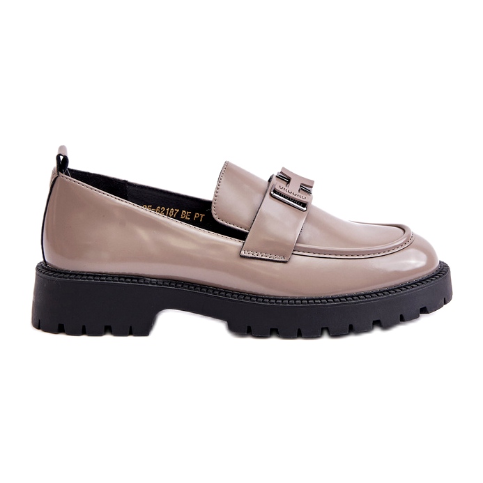 Vinceza Varnished Women Loafers 62187 bej-gri