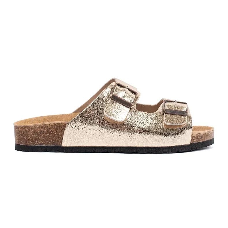 Goodin Flip -flop -uri metalice aurii pe o talpă plată de aur