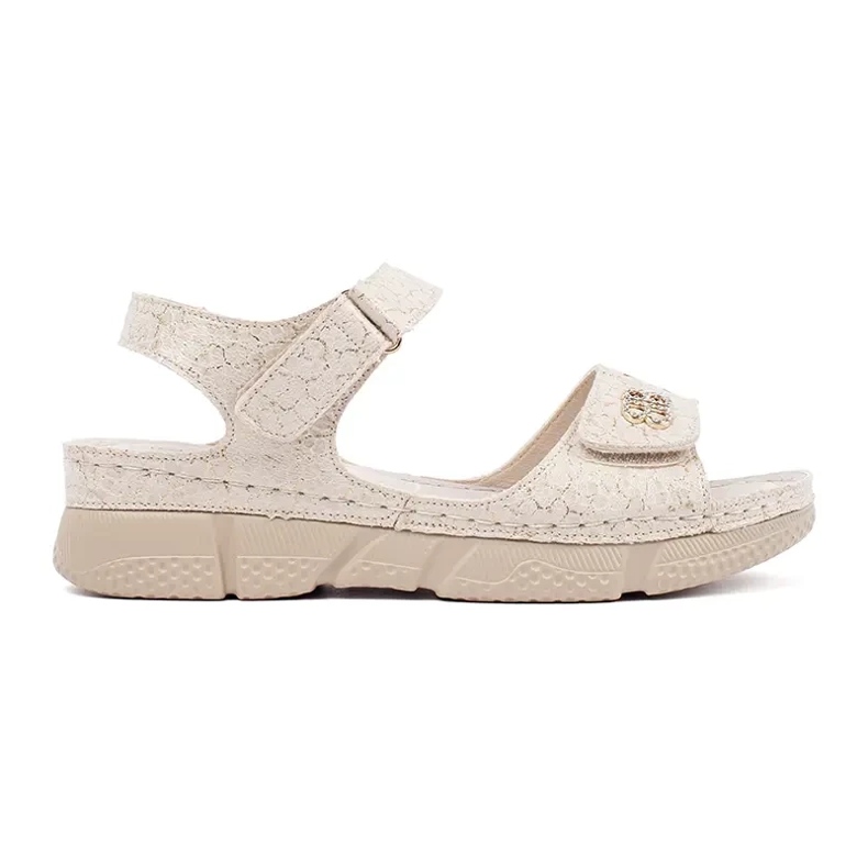 Goodin Sandale Velcro pentru femei bej bej cu un ornament