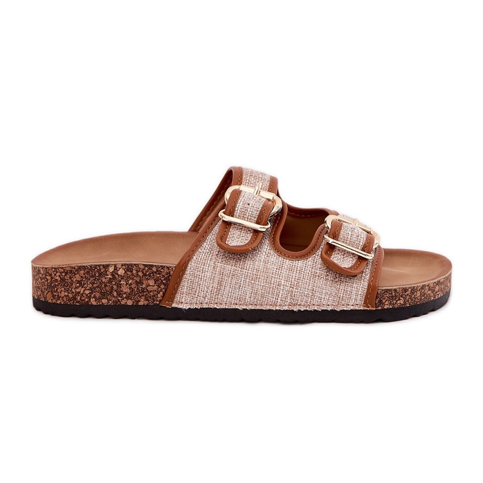 Materialul femeilor se aruncă pe o platformă de plută cu catarame de cămile maro