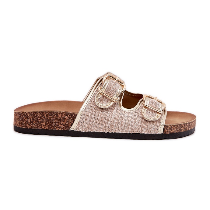 Materialul feminin se aruncă pe o platformă de plută cu catarame de aur