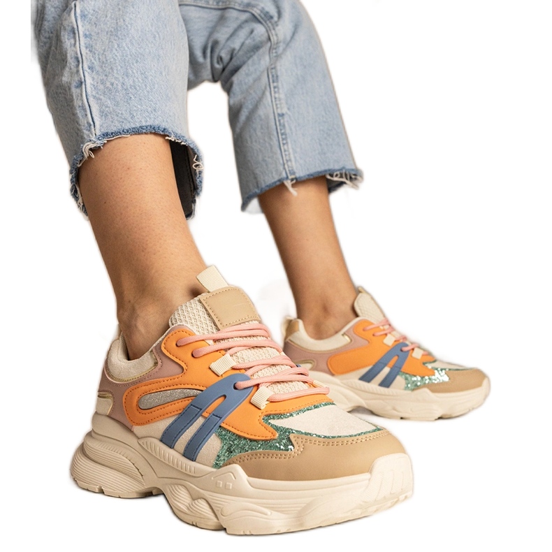 Adidași sportivi pentru femei portocalii cu sclipici portocale Adidași sportivi pentru femei portocalii cu sclipici portocale