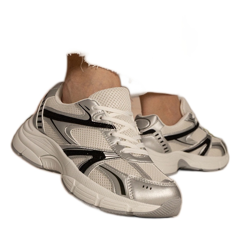 Adidași de argint Sporturi pentru femei cu sclipici