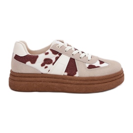 Adidași pentru femei pe platformă în patch -uri bej