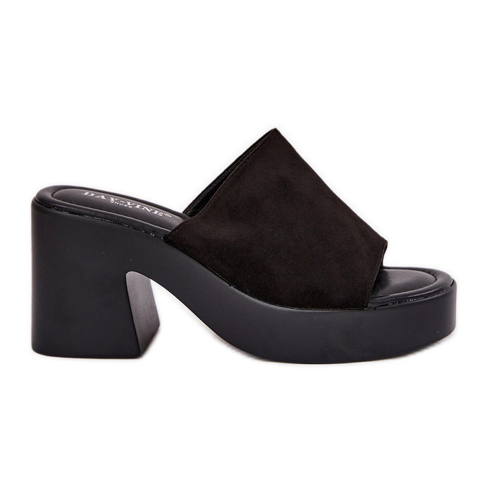 Papuci pentru femei pe postare și platformă neagră negru