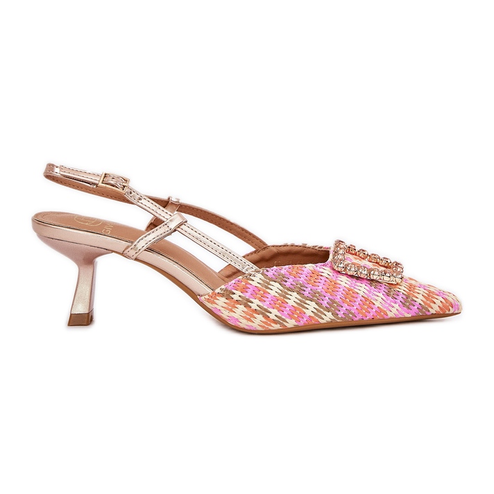 Tocuri înalte, cu un ornament și un călcâi de șampanie învechit multicolor