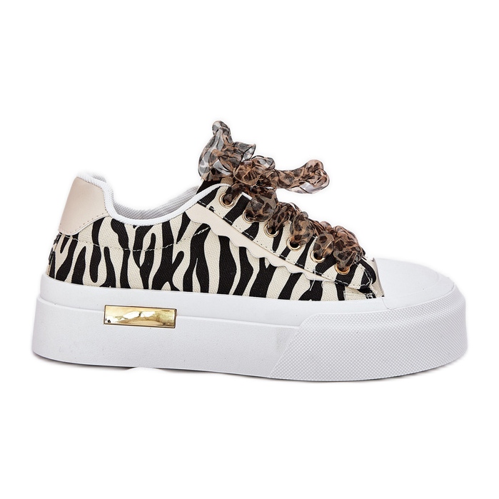 Adidași pentru femei cu dantelă decorativă negru și bej