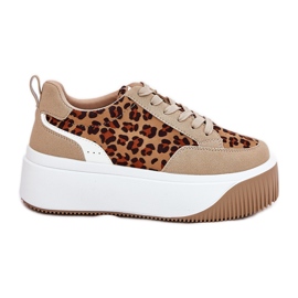 Adidași pentru femei pe o platformă masivă de leopard bej