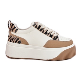 Adidași pentru femei pe o platformă masivă bej zebra