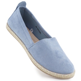 Espadrilles pentru femei alunecare de piele de piele albastră potocki py16332 albastru