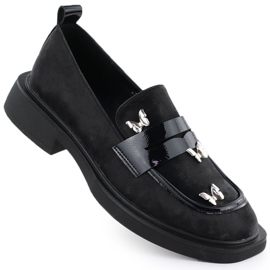 Pantofi pentru femei Lorduri cu fluturi negri Potocki SZ12650 negru Pantofi pentru femei Lorduri cu fluturi negri Potocki SZ12650 negru