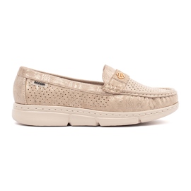 Goodin BEIGE OpenWork Loafers cu un element de aur bej