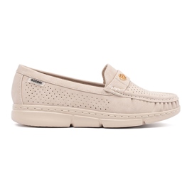Goodin Light -beige Openwork Loafers cu un element de aur bej