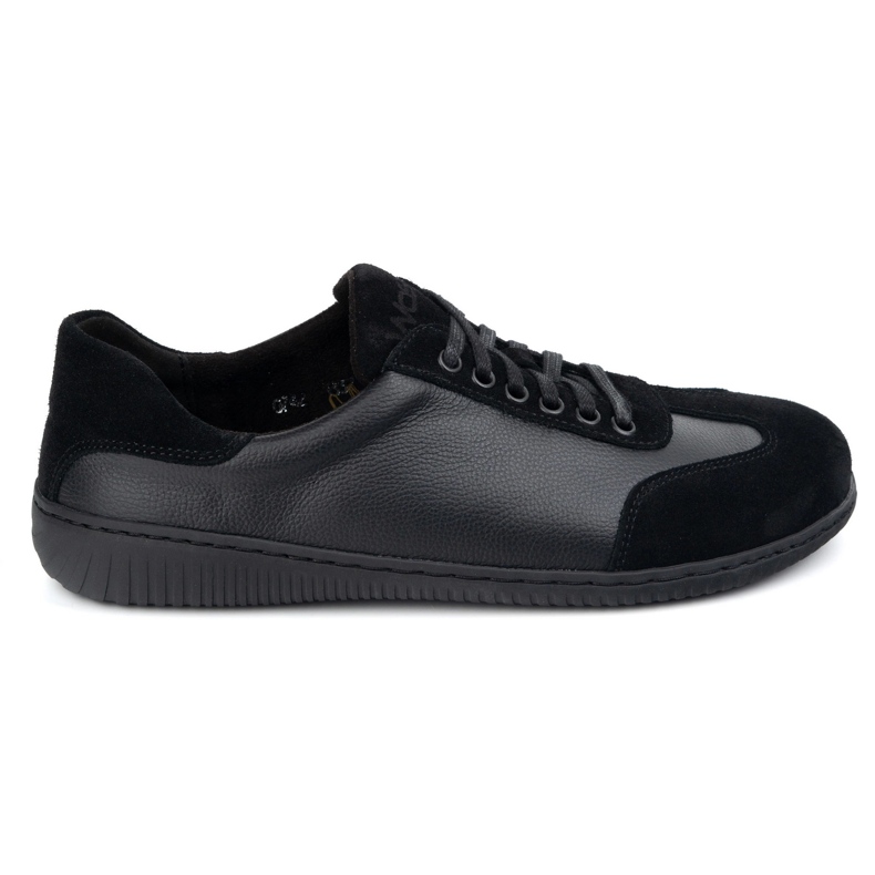 WASAK Pantofi de piele minimalist pentru bărbați desculți 0742w mazăre neagră negru
