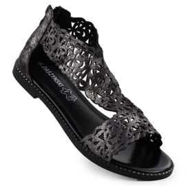 Sandale pentru femei Openwork Platinum Czarne M. Daszyński MR24148-2 negru